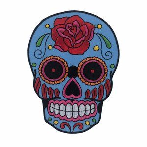 Blue Sugar Skull Patch Embroidered Iron On